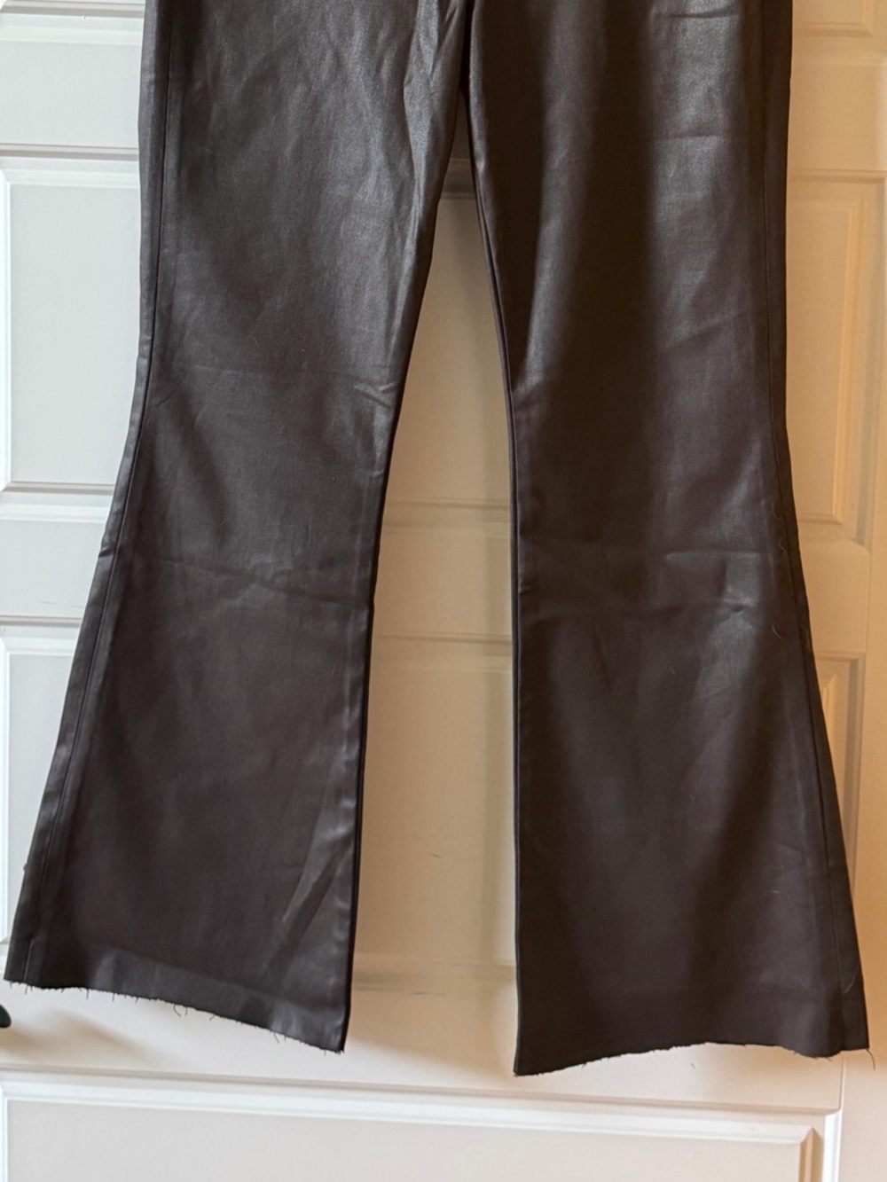 Kut From The Kloth Brown‎ Faux Leather Flare Pants Size 10 Y2K Retro Indie - Picture 5 of 13